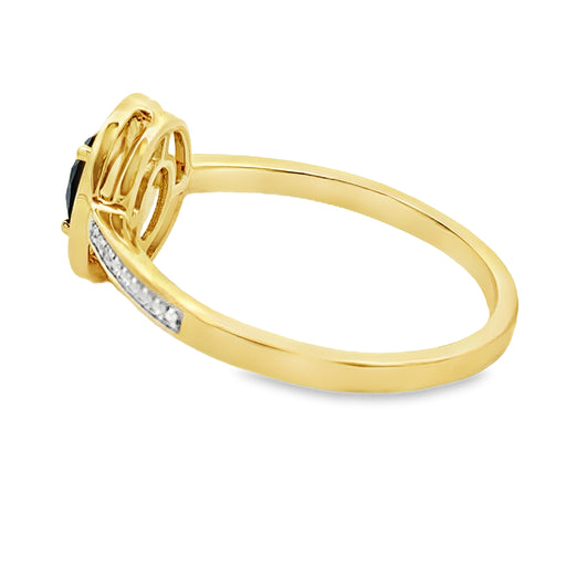 Bids.com .55ct Onyx Diamond Ring 10KT Yellow Gold Rings