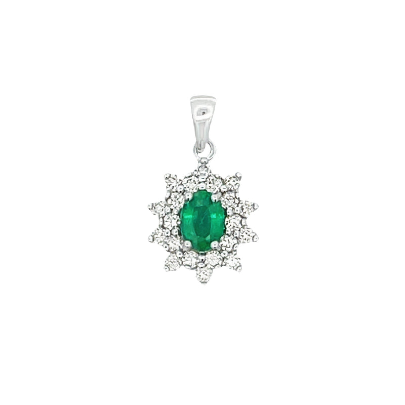 Bids.com 1.43ct Emerald Diamond Fashion Pendants 14KT White Gold Pendants