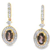 Bids.com .88ct Quartz Diamond Dangle Earrings 10KT Yellow Gold Earrings