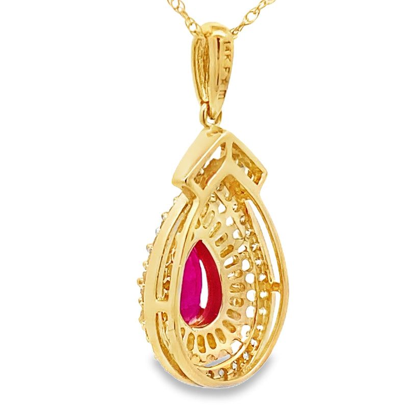 Bids.com 1.25ct Ruby Diamond Fashion Pendants 14KT Yellow Gold Pendants