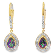 Bids.com Mystic Fire Topaz Dangle Earrings 10KT Yellow Gold Earrings