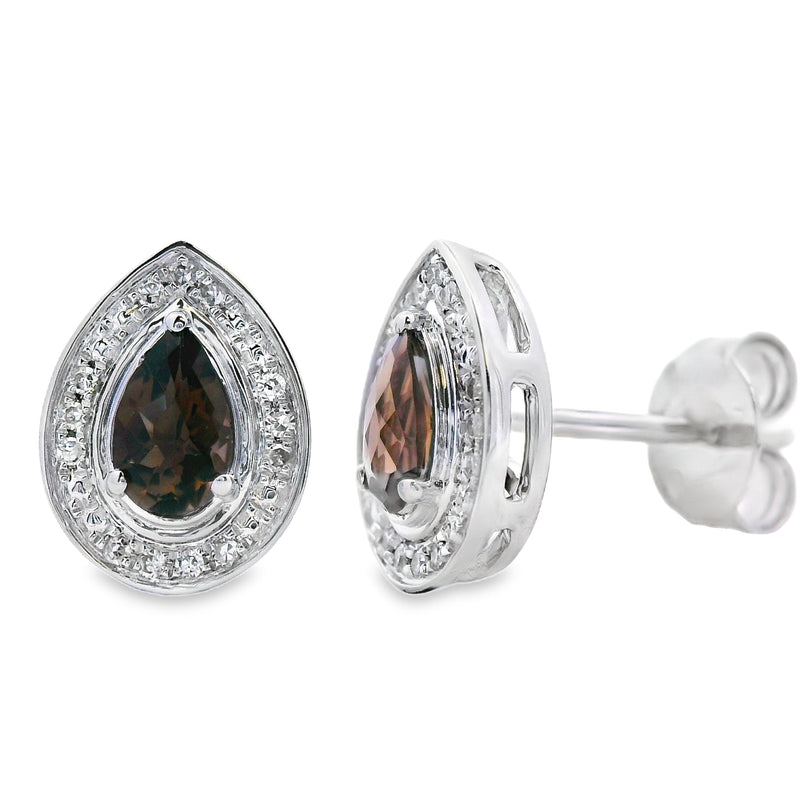 Bids.com .50ct Quartz Diamond Stud Earrings 10KT White Gold Earrings