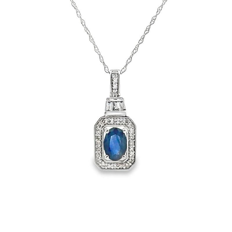 Bids.com .72ct Sapphire Diamond Fashion Pendants 14KT White Gold Pendants