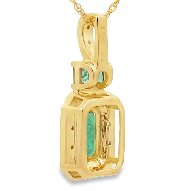 Bids.com .64ct Emerald Diamond Fashion Pendants 14KT Yellow Gold Pendants