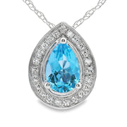 Bids.com Blue Topaz Diamond Fashion Pendants 10KT White Gold Pendants