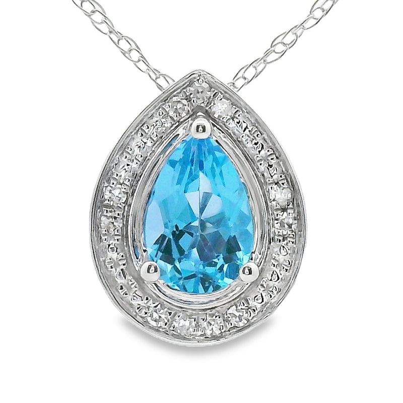 Bids.com Blue Topaz Diamond Fashion Pendants 10KT White Gold Pendants
