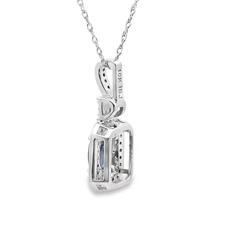 Bids.com .66ct Sapphire Diamond Fashion Pendants 10KT White Gold Pendants