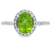 Bids.com Peridot Created Sapphire Ring Sterling Silver Rings