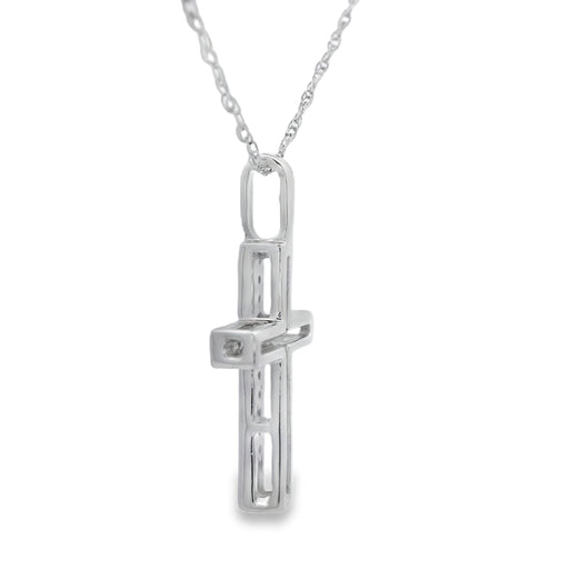Bids.com .08ct Diamond Cross Religious Pendant 14KT White Gold Pendants