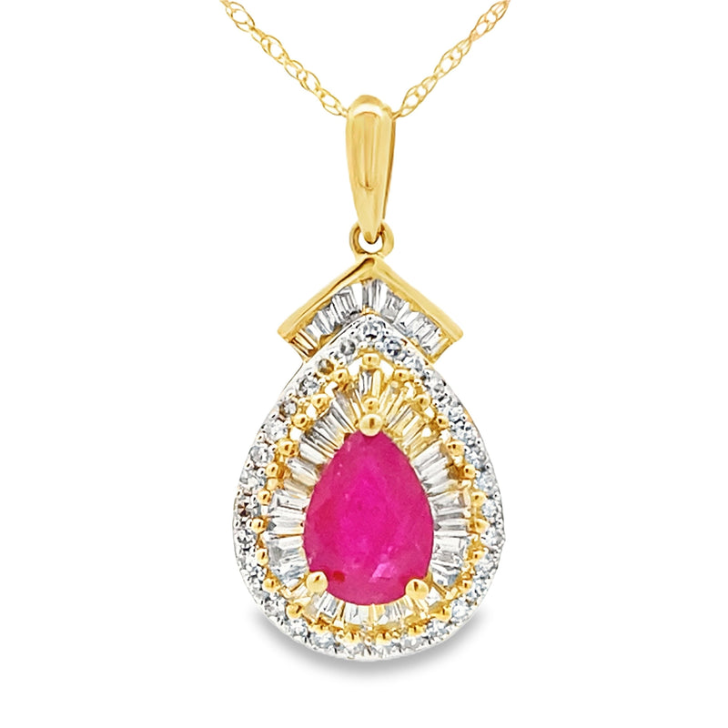 Bids.com 1.25ct Ruby Diamond Fashion Pendants 14KT Yellow Gold Pendants