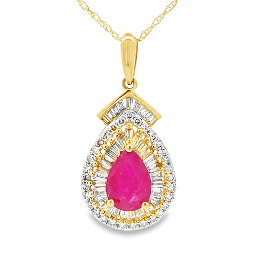 Bids.com 1.25ct Ruby Diamond Fashion Pendants 14KT Yellow Gold Pendants
