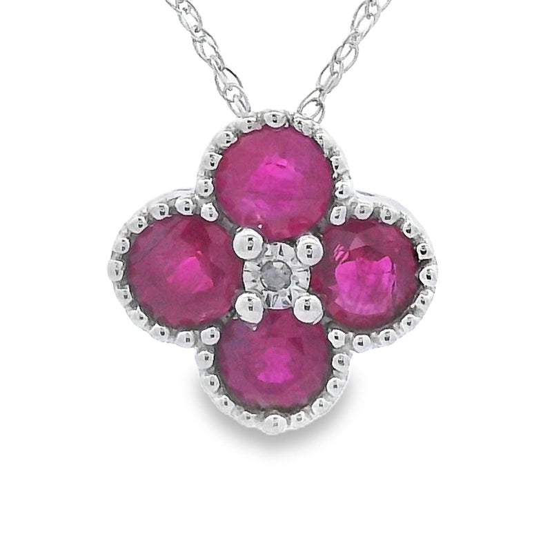 Bids.com .77ct Ruby Diamond Fashion Pendants 14KT White Gold Pendants