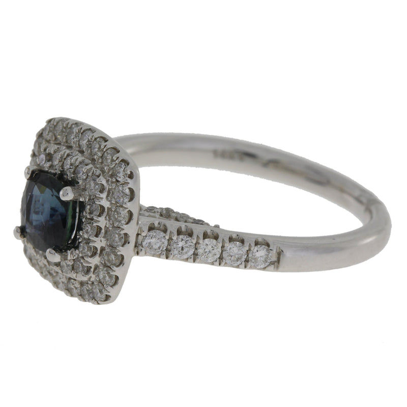 Bids.com 1.22ct Sapphire Diamond Ring 14KT White Gold Rings
