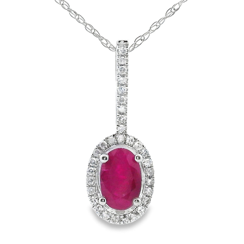 Bids.com .61ct Ruby Diamond Fashion Pendants 10KT White Gold Pendants