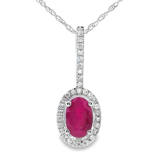 Bids.com .61ct Ruby Diamond Fashion Pendants 10KT White Gold Pendants