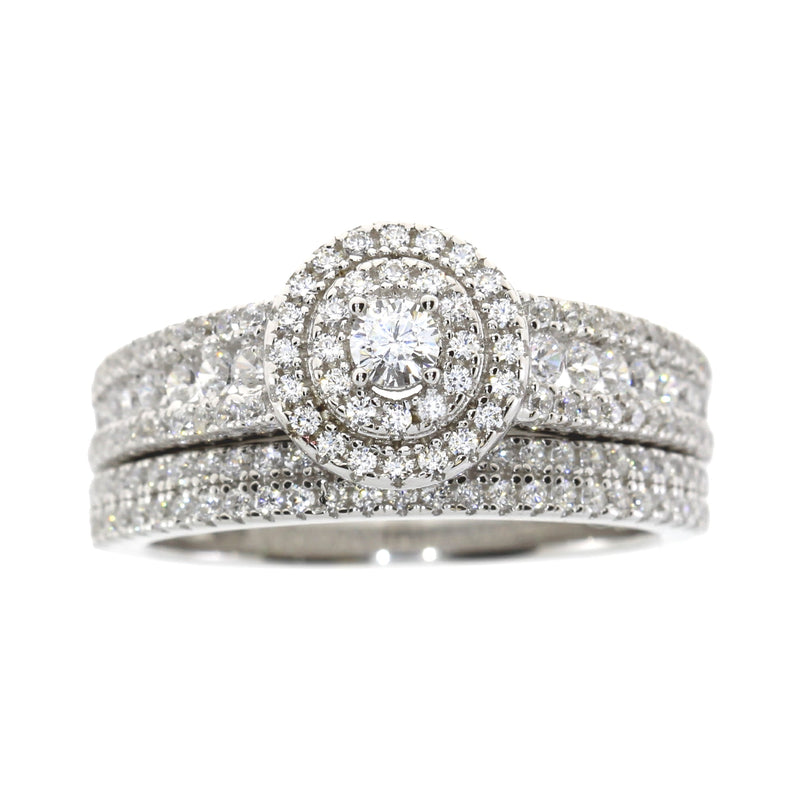 Bids.com Cubic Zirconia CZ SS Bridal Sterling Silver Rings