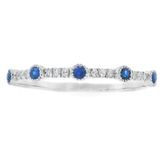 Bids.com Sapphire Diamond stackable band set 14KT White Gold Rings