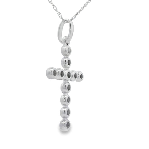 Bids.com .20ct Diamond Cross Religious Pendant 14KT White Gold Pendants White Smoke