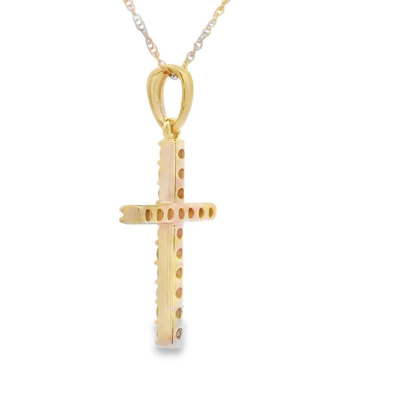 Bids.com .25ct Diamond Cross Religious Pendant 14KT Yellow Gold Pendants