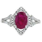 Bids.com 1.26ct Ruby Diamond Ring 14KT White Gold Rings