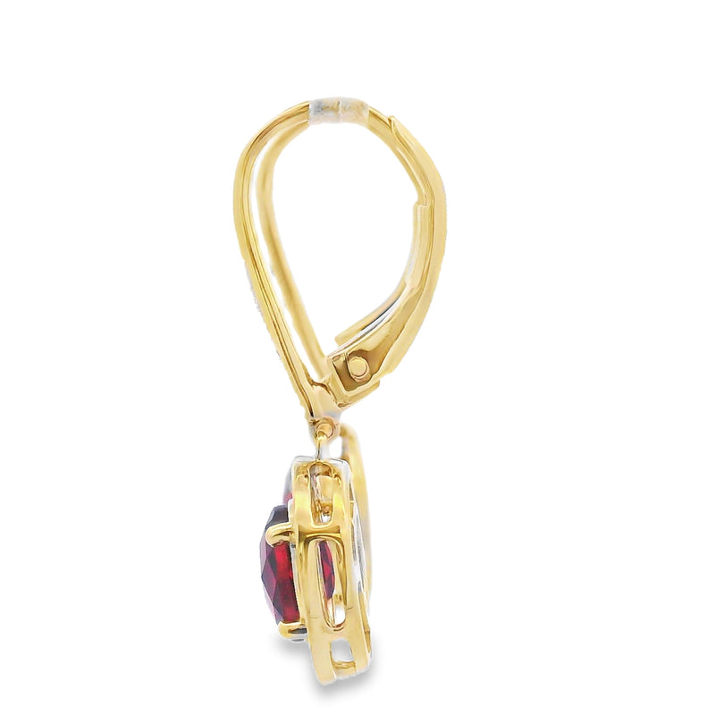 Bids.com 1.41ct Garnet Diamond Dangle Earrings 10KT Yellow Gold Earrings