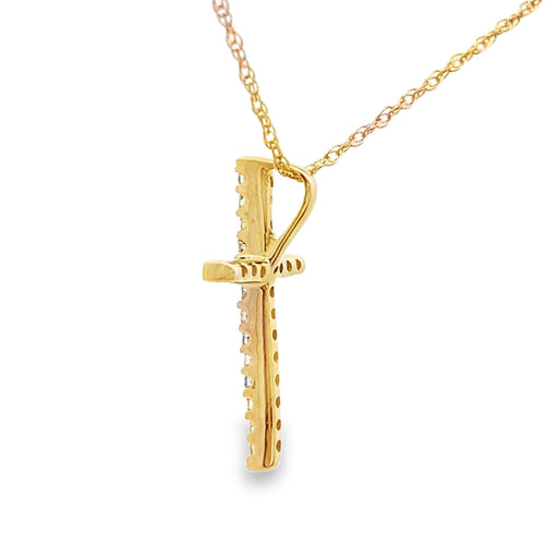 Bids.com .10ct Diamond Cross Religious Pendant 14KT Yellow Gold Pendants