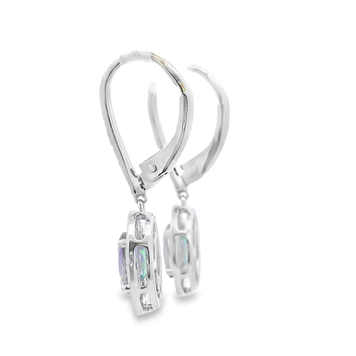 Bids.com .89ct Mystic Fire Topaz Dangle Earrings 10KT White Gold Earrings