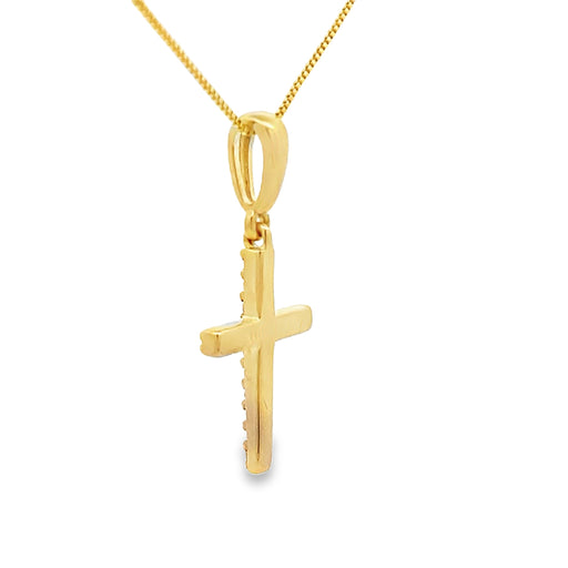 Bids.com .08ct Diamond Cross Religious Pendant 10KT Yellow Gold Pendants