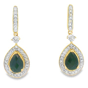 Bids.com .84ct Onyx Diamond Dangle Earrings 10KT Yellow Gold Earrings