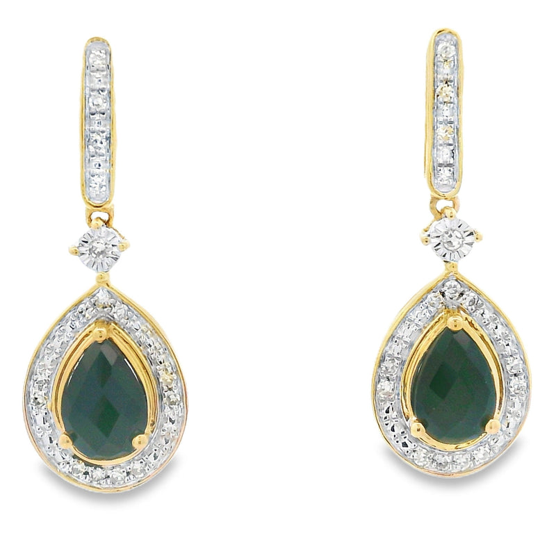 Bids.com .84ct Onyx Diamond Dangle Earrings 10KT Yellow Gold Earrings