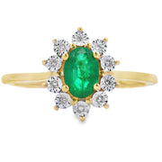 Bids.com .43ct Emerald Diamond Ring 10KT Yellow Gold Rings