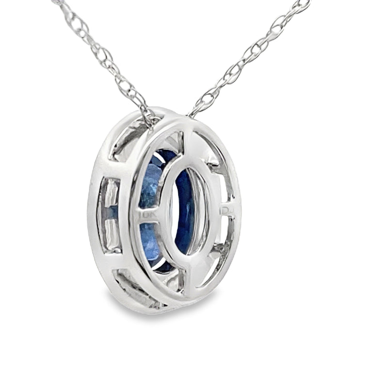 Bids.com .59ct Sapphire Diamond Fashion Pendants 10KT White Gold Pendants