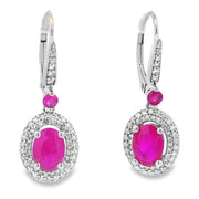 Bids.com 3.50ct Ruby Diamond Dangle Earrings 10KT White Gold Earrings
