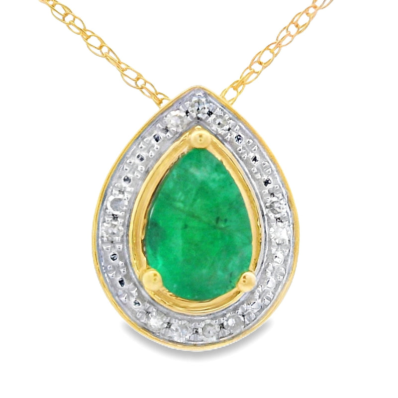 Bids.com .41ct Emerald Diamond Fashion Pendants 10KT Yellow Gold Pendants