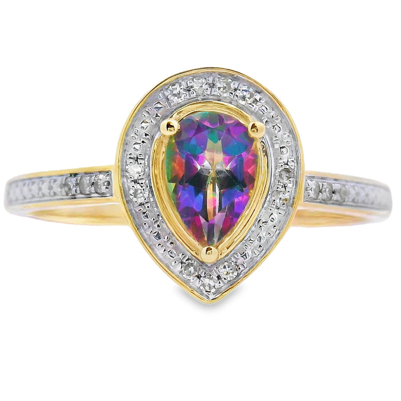 Bids.com .50ct Mystic Fire Topaz Diamond Ring 10KT Yellow Gold Rings