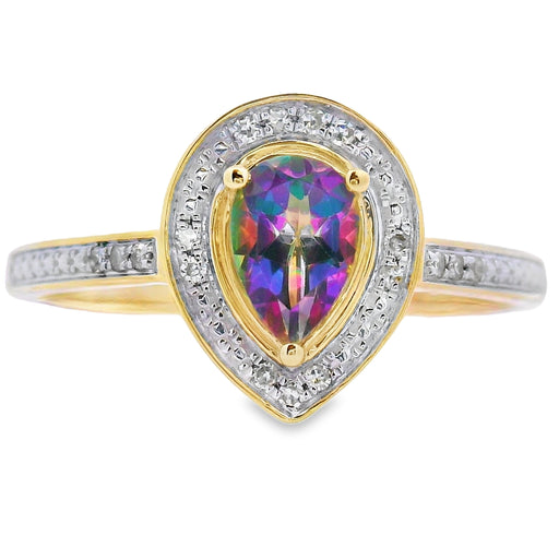 Bids.com .50ct Mystic Fire Topaz Diamond Ring 10KT Yellow Gold Rings