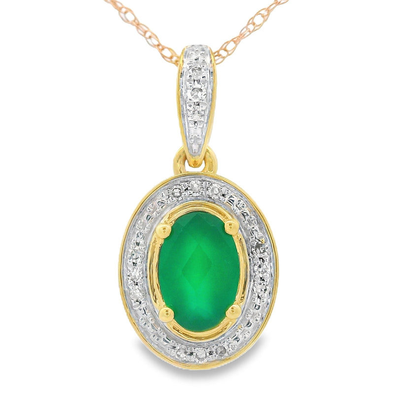 Bids.com Chalcedony Diamond Fashion Pendants 10KT Yellow Gold Pendants