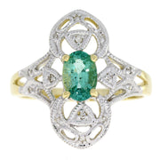Bids.com .70ct Emerald Diamond Ring 10KT Yellow Gold Rings