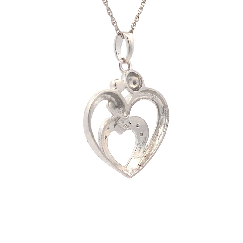 Bids.com .10ct Diamond Heart Love Pendant Sterling Silver Pendants