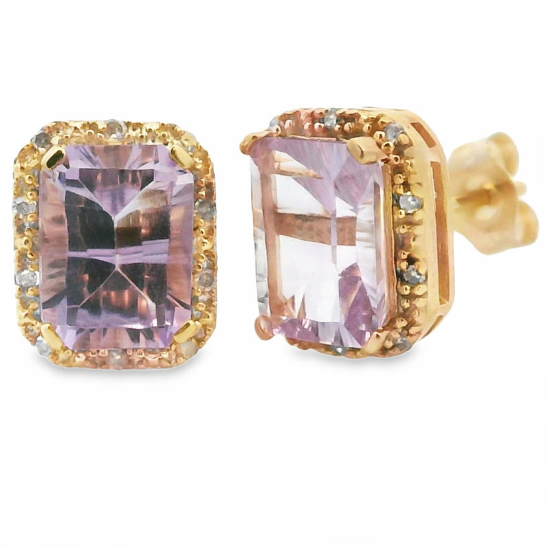 Bids.com 1.15ct Amethyst Diamond Earrings 10KT Yellow Gold Earrings