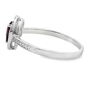 Bids.com .56ct Garnet Diamond Ring 10KT White Gold Rings
