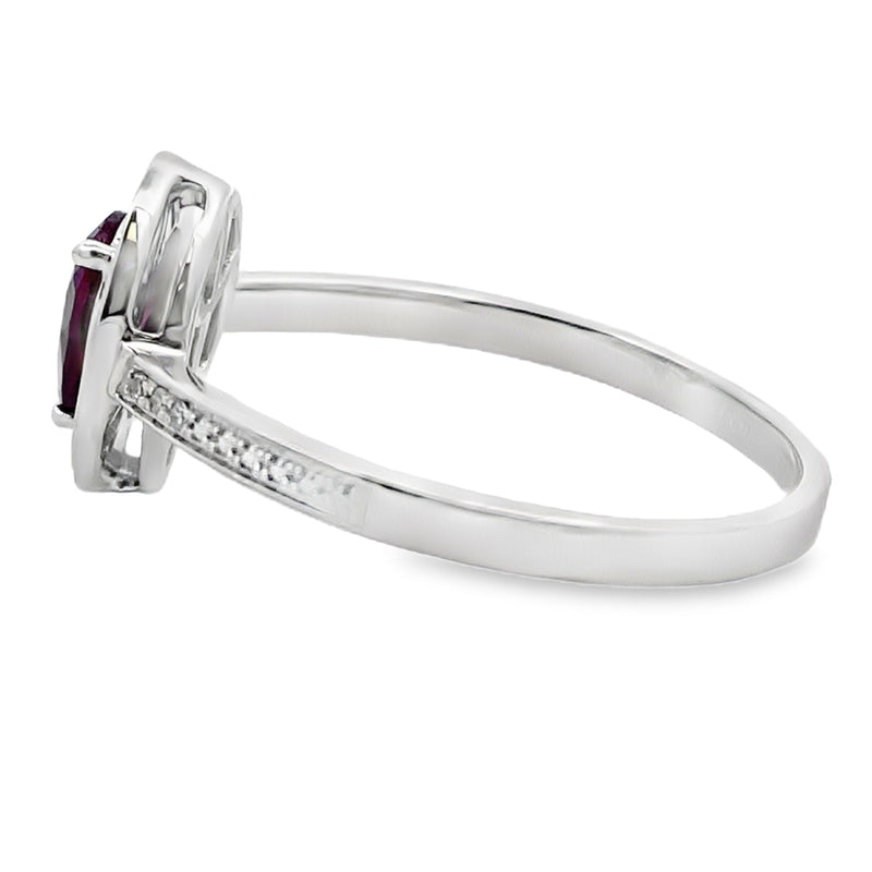 Bids.com .56ct Garnet Diamond Ring 10KT White Gold Rings
