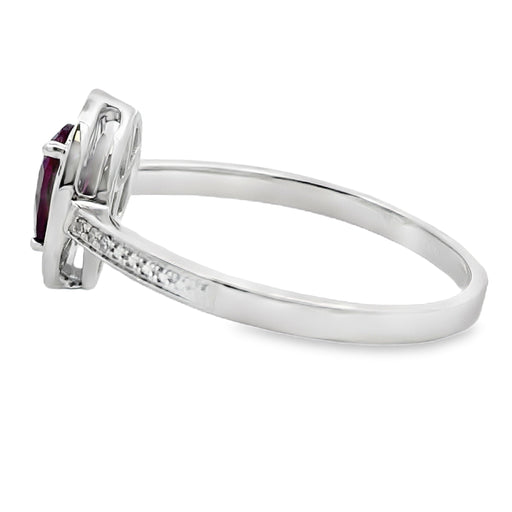 Bids.com .56ct Garnet Diamond Ring 10KT White Gold Rings