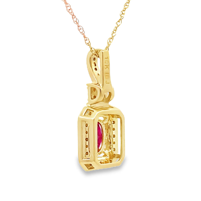 Bids.com .66ct Ruby Diamond Fashion Pendants 10KT Yellow Gold Pendants