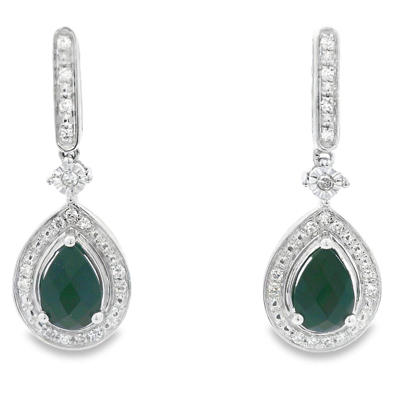 Bids.com .84ct Onyx Diamond Dangle Earrings 10KT White Gold Earrings