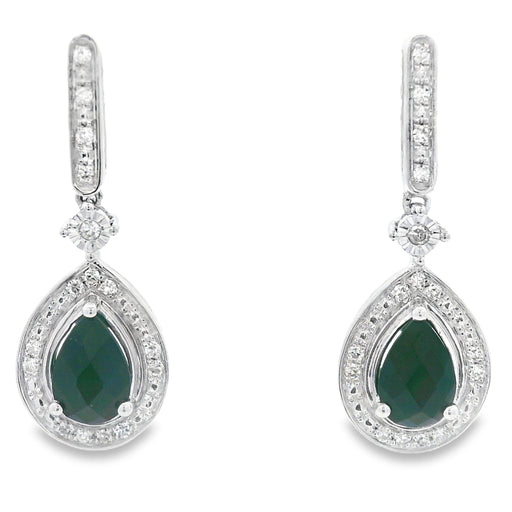 Bids.com .84ct Onyx Diamond Dangle Earrings 10KT White Gold Earrings