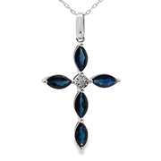 Bids.com 1.73ct Sapphire Cross Religious Pendant 10KT White Gold Pendants