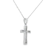 Bids.com .12ct Diamond Cross Religious Pendant 14KT White Gold Pendants