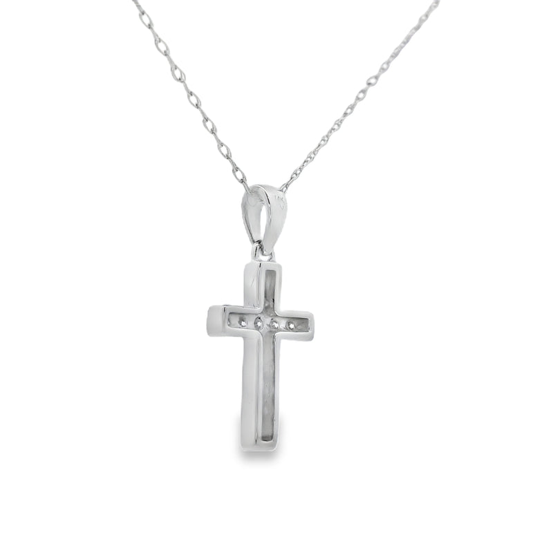 Bids.com .12ct Diamond Cross Religious Pendant 14KT White Gold Pendants