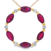 Bids.com Ruby Diamond Circle of Love Pendant 10KT Yellow Gold Pendants